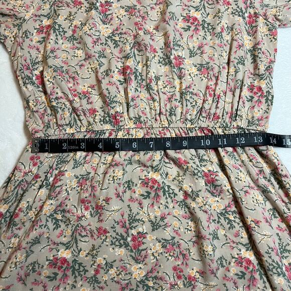 Mimi Chica Crewneck Floral Print Midi Length Size L Cottagecore Boho Colorful - Picture 10 of 11